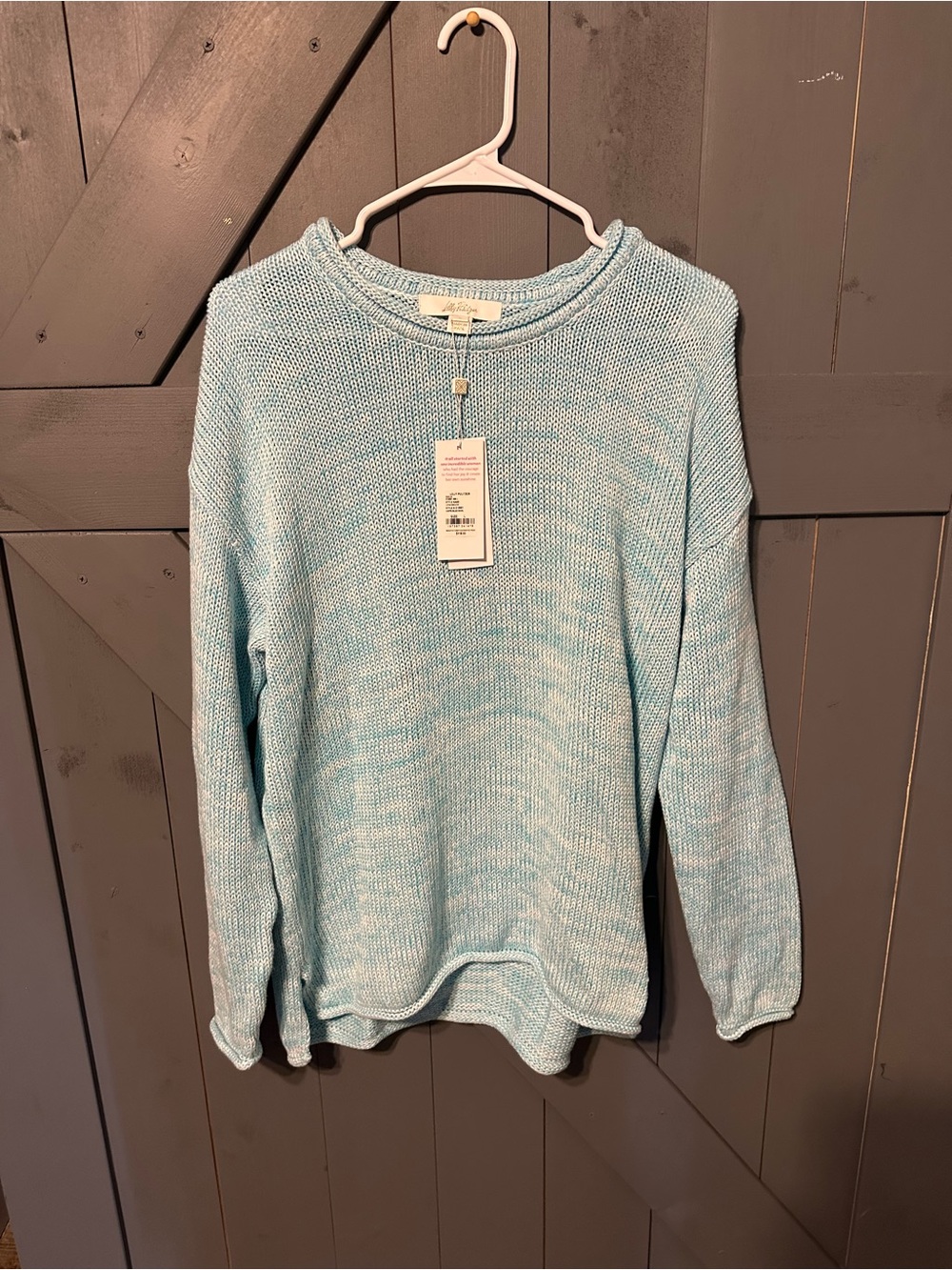 NWT Lilly Pulitzer Lotan Crewneck Sweater Capri Blue Marl L
